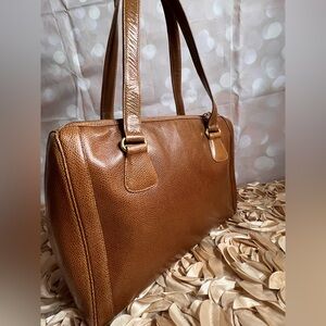 Morris Moskowitz Vintage Elegant Brown Leather Tote Bag